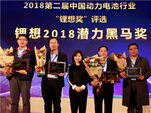 塔菲爾/國(guó)能電池/卡耐新能源/卓能新能源榮獲“鋰想2018潛力黑馬獎(jiǎng)”