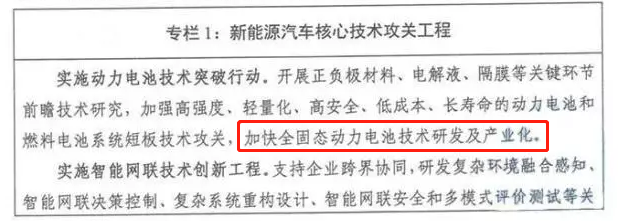 固態電池或將被列為新能源汽車核心技術攻關工程 固態電池或將被列為新能源汽車核心技術攻關工程