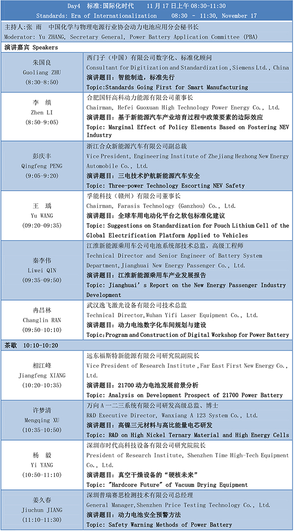 第四屆動力電池應用國際峰會(CBIS2019)議程 第四屆動力電池應用國際峰會(CBIS2019)議程
